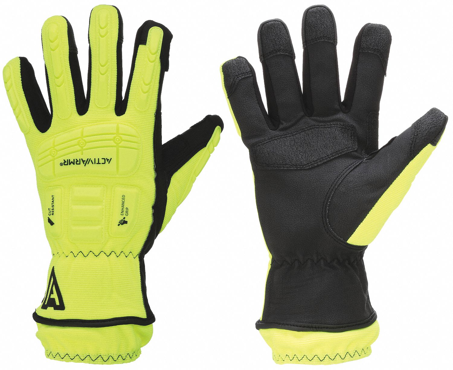 ANSELL, Hi-Viz Yellow, Polyurethane Palm, Mechanics Gloves - 31VF74|46 ...