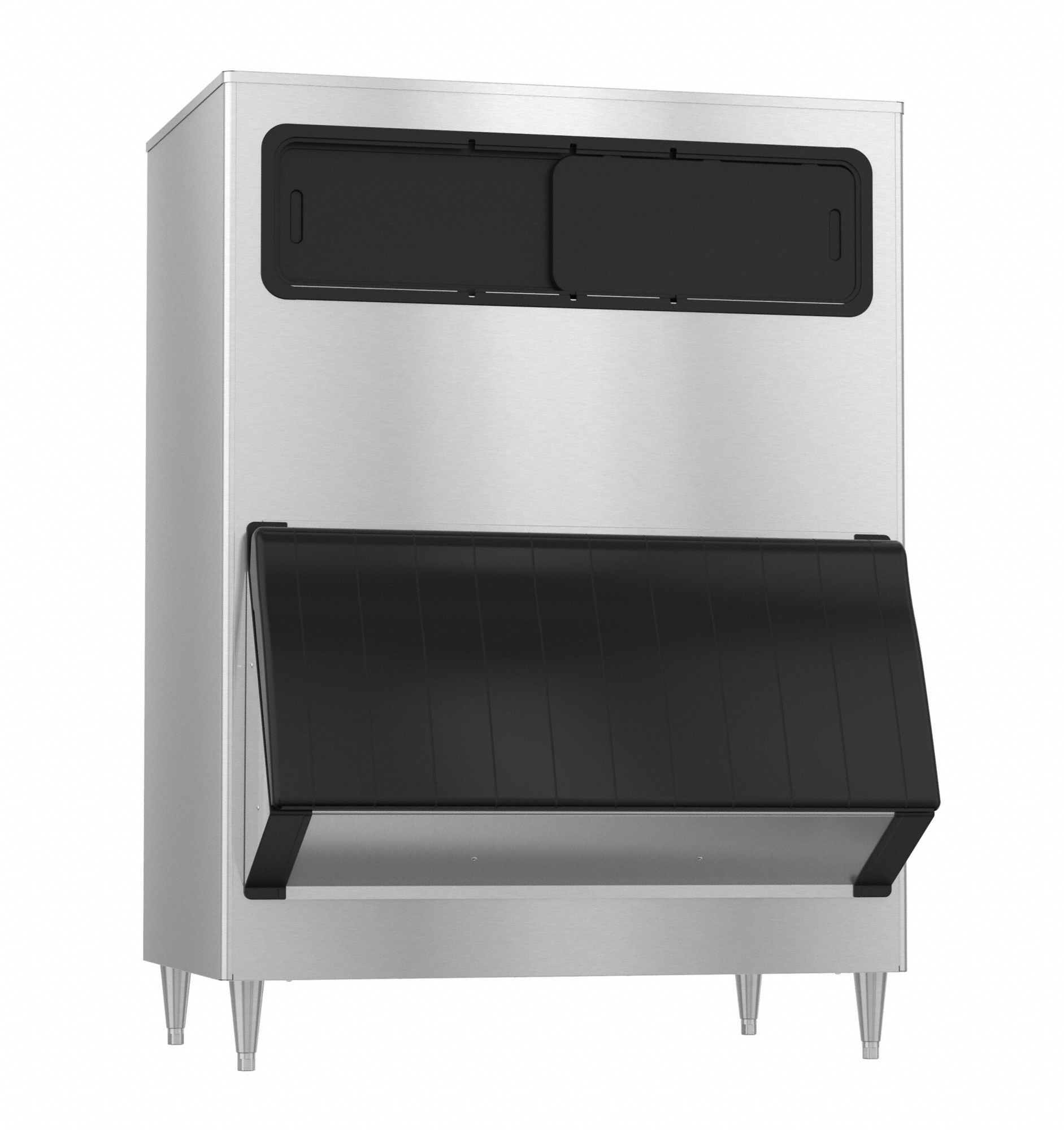 Ice Bin: 1, 304 lb Storage Capacity, Bottom Hinged, 66 in Ht, 48 in Wd, 41 in Dp, Stainless Steel