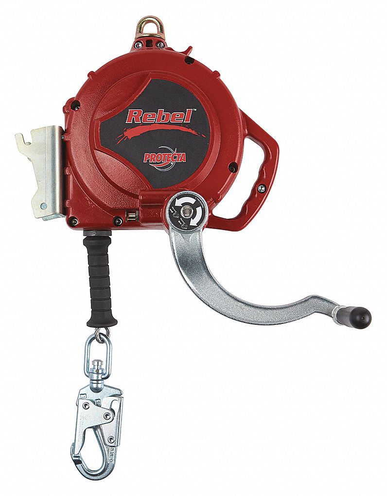 REBEL SELF-RETRACTING LIFELINE WITH RTRVL, CSA Z259.2.2, VIS LOAD IND, 310 LB CAP, RED, 50 FT, SS