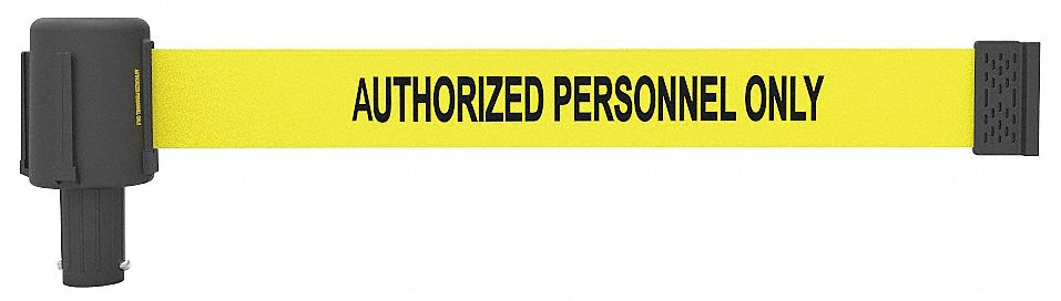 Retractable Belt Head: Yellow, 42 in Overall Ht, 15 ft Belt Lg, 2 1/2 in Belt Wd