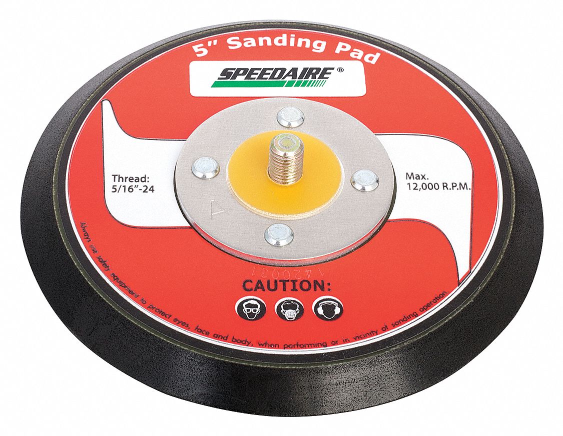 SPEEDAIRE 5 in HookandLoop Disc Backup Pad, 5/16 in24 Threaded Shaft