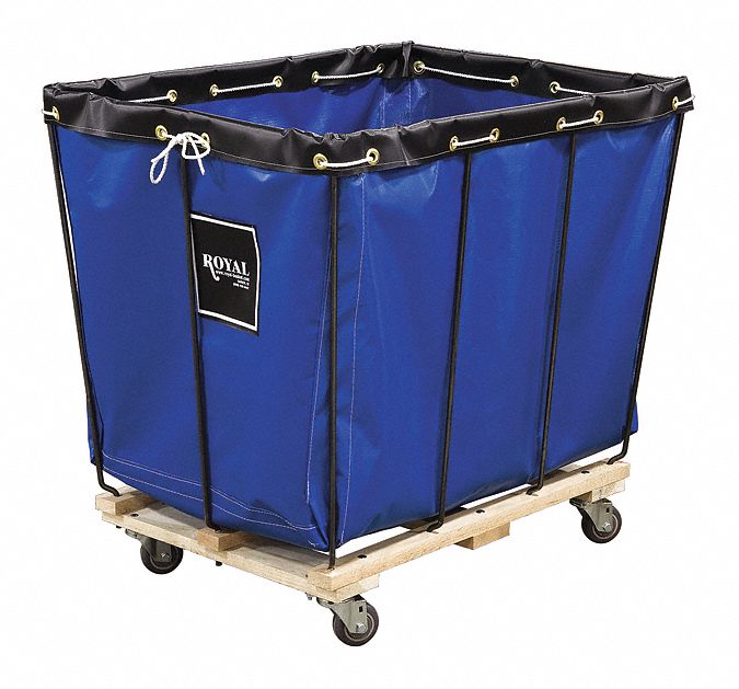 REMOVABLE VINYL LINER BASKET TRUCK, 10 CU FT CAPACITY, BLUE, WOOD