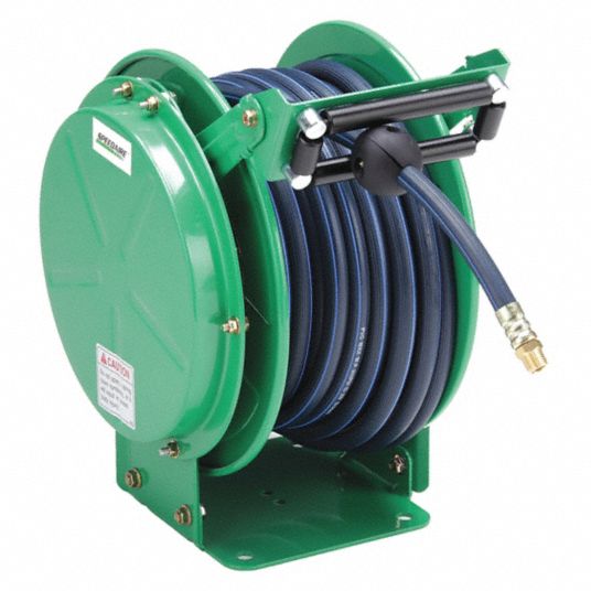 50 ft (3/8 in I.D.), 3/8 in MNPT, Spring Return Hose Reel - 31XG65