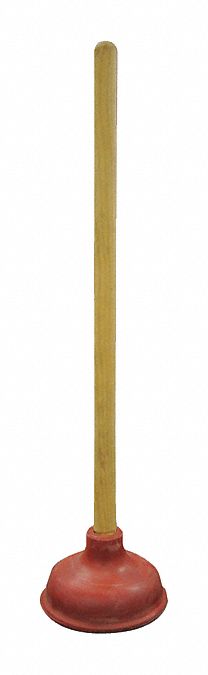 PLUNGER, CUP, RUBBER, 18 IN HANDLE L, 5 IN MAX DIAMETER, FOR USE WITH SHOWERS/TUBS/SINKS/TOILETS
