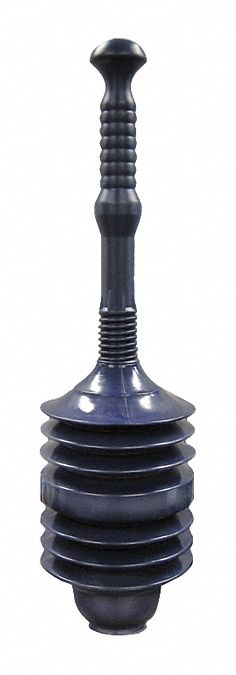 PLUNGER, ACCORDION FLANGE, PLASTIC, 12 IN HANDLE L, 6 IN MAX DIAMETER, FOR USE WITH TOILETS