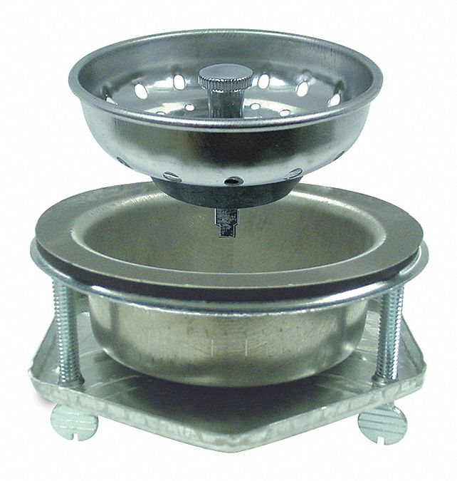 Strainer: 3 in Overall Dia, 3 in Overall Ht, 4 1/2 in Pipe Dia, Stainless Steel, Chrome