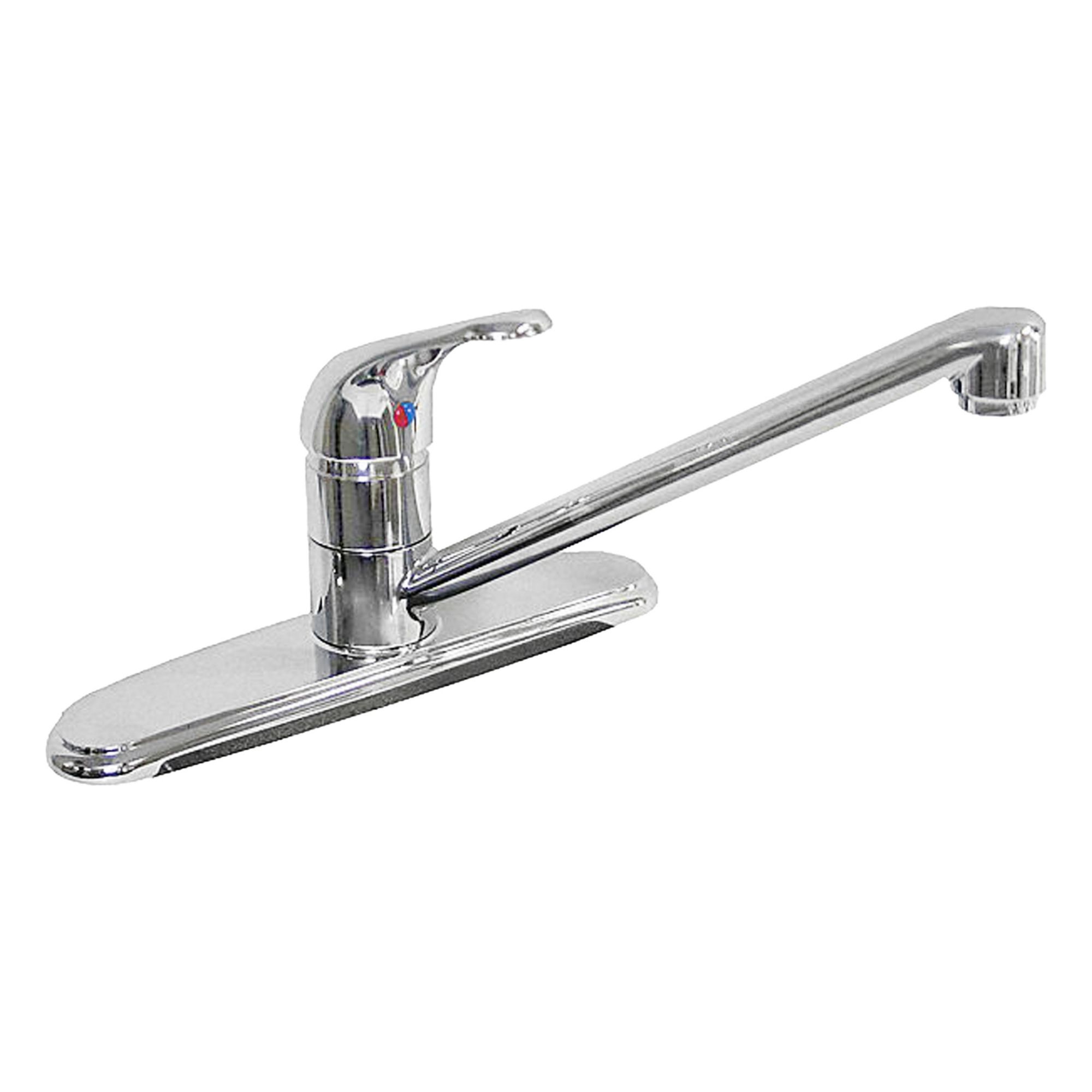 Straight Kitchen Faucet: Gold, Cast Brass, Single-Post, Deck, 3 Mounting Holes, IPS