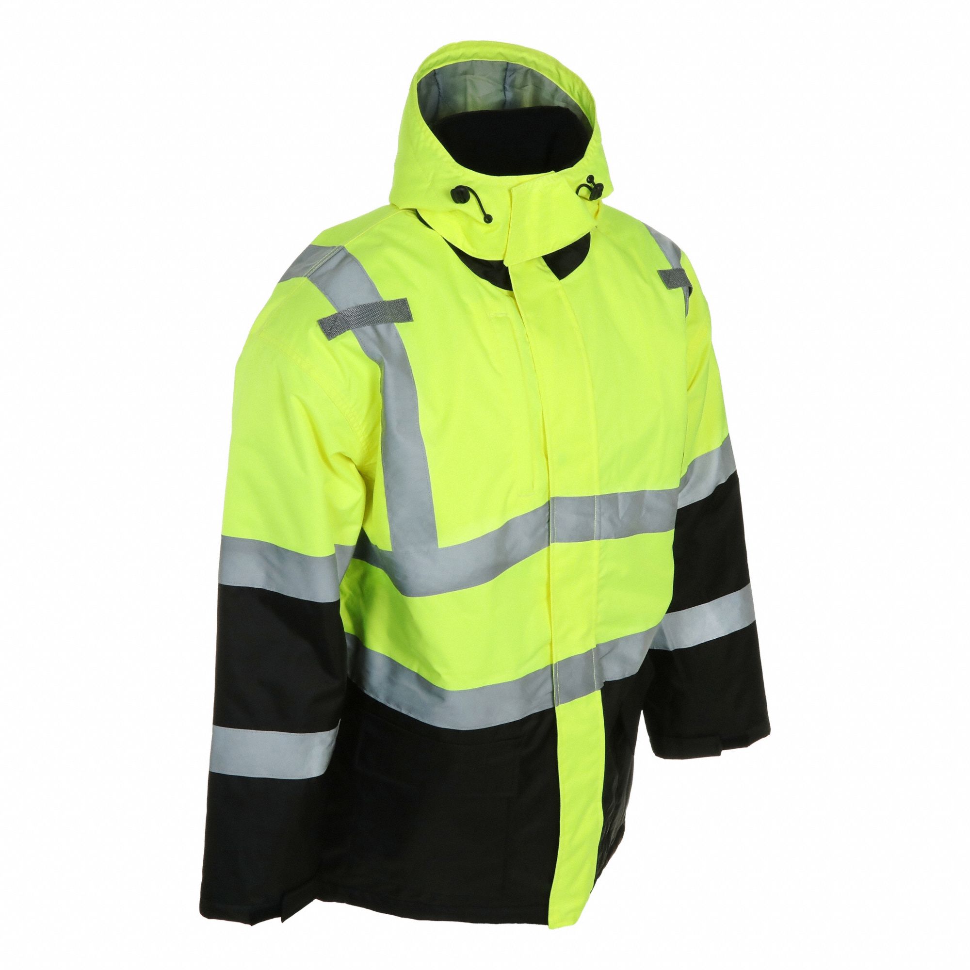 Jacket: U, ANSI Class 3, 2XL, Yellow, -8° to 43° F, Zipper with Storm Flap, 3 Pockets