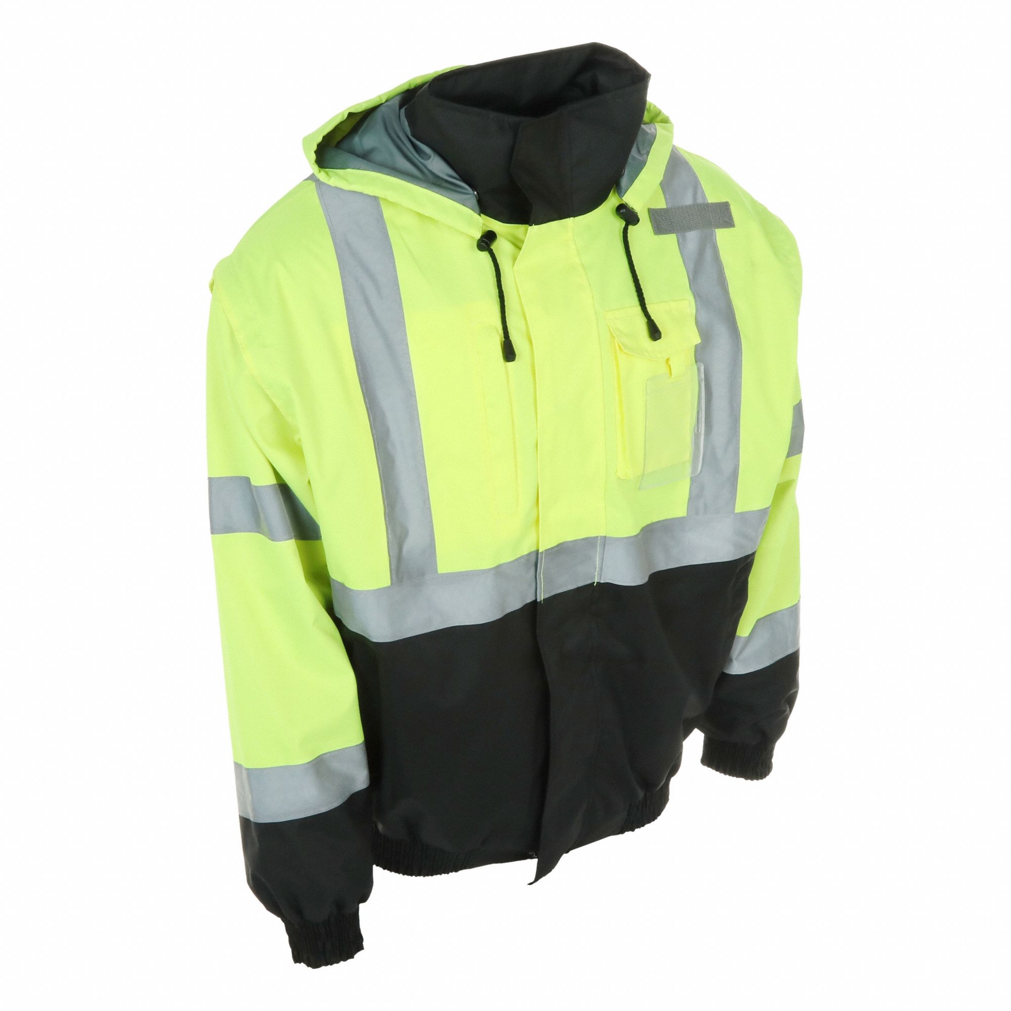 Jacket: U, ANSI Class 3, 2XL, Yellow, -2° to 46° F, Zipper with Storm Flap, 4 Pockets