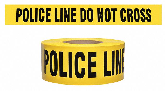 Barricade Tape: 1, 000 ft Lg, 3 in Wd, Police Line Do Not Cross Legend, Polyethylene