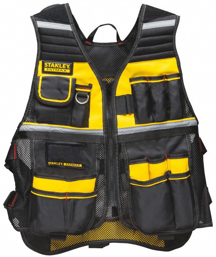 STANLEY Black/Yellow Tool Vest, Mesh, Universal Waist Size, Number of