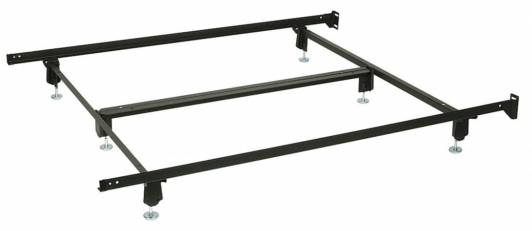 Bed Frame: Full, Brown, Recycled Railroad Steel, 7 1/4 in, Steel Stem Glides