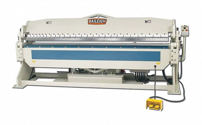 Sheet Metal Brake: Foot Pedal/Hand Lever Actuation + Finger, Angle Gauge, White