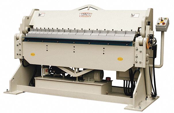 Sheet Metal Brake: Foot Pedal/Hand Lever Actuation + Finger, Angle Gauge, White