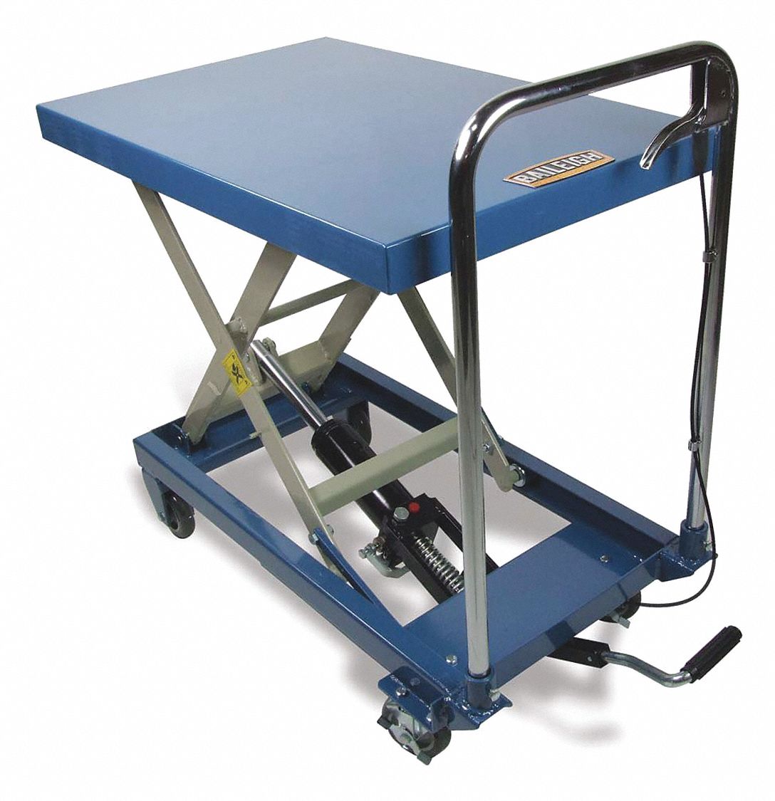 Manual Mobile Scissor-Lift Table: 660 lb Load Capacity, 32 in x 20 in Platform