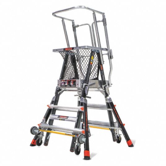 LITTLE GIANT, 3 to 5 ft Ladder Ht, 3 to 5 ft Platform Ht, Adjustable Safety  Cage Platform Ladder - 36GL22