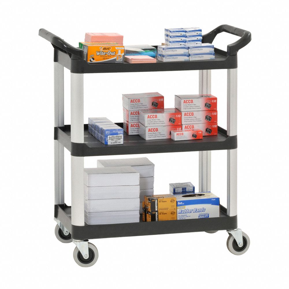 GRAINGER APPROVED DualHandle Utility Cart with Lipped Plastic Shelves