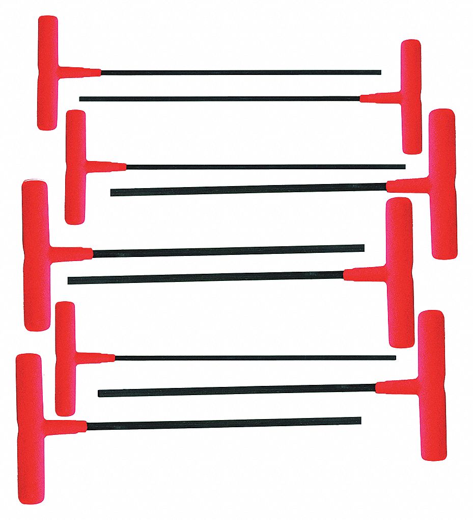 HEX KEY SET 5/64-1/4IN T-HANDLE LNG