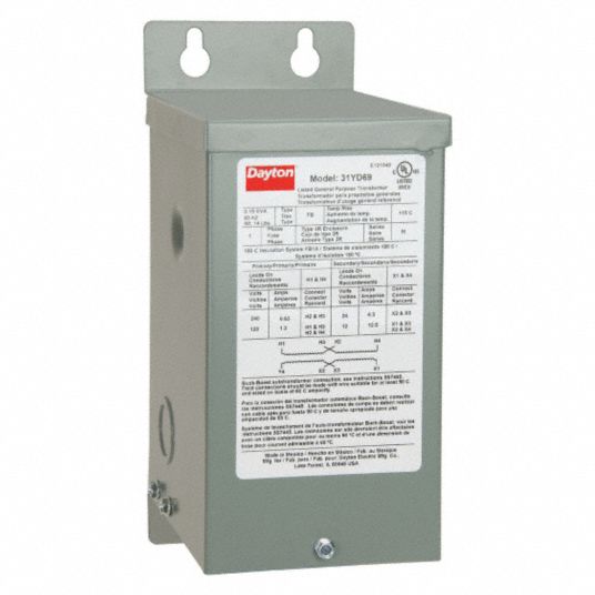 DAYTON 150 VA Buck Boost Transformer, Input Voltage 120V AC, 240V AC