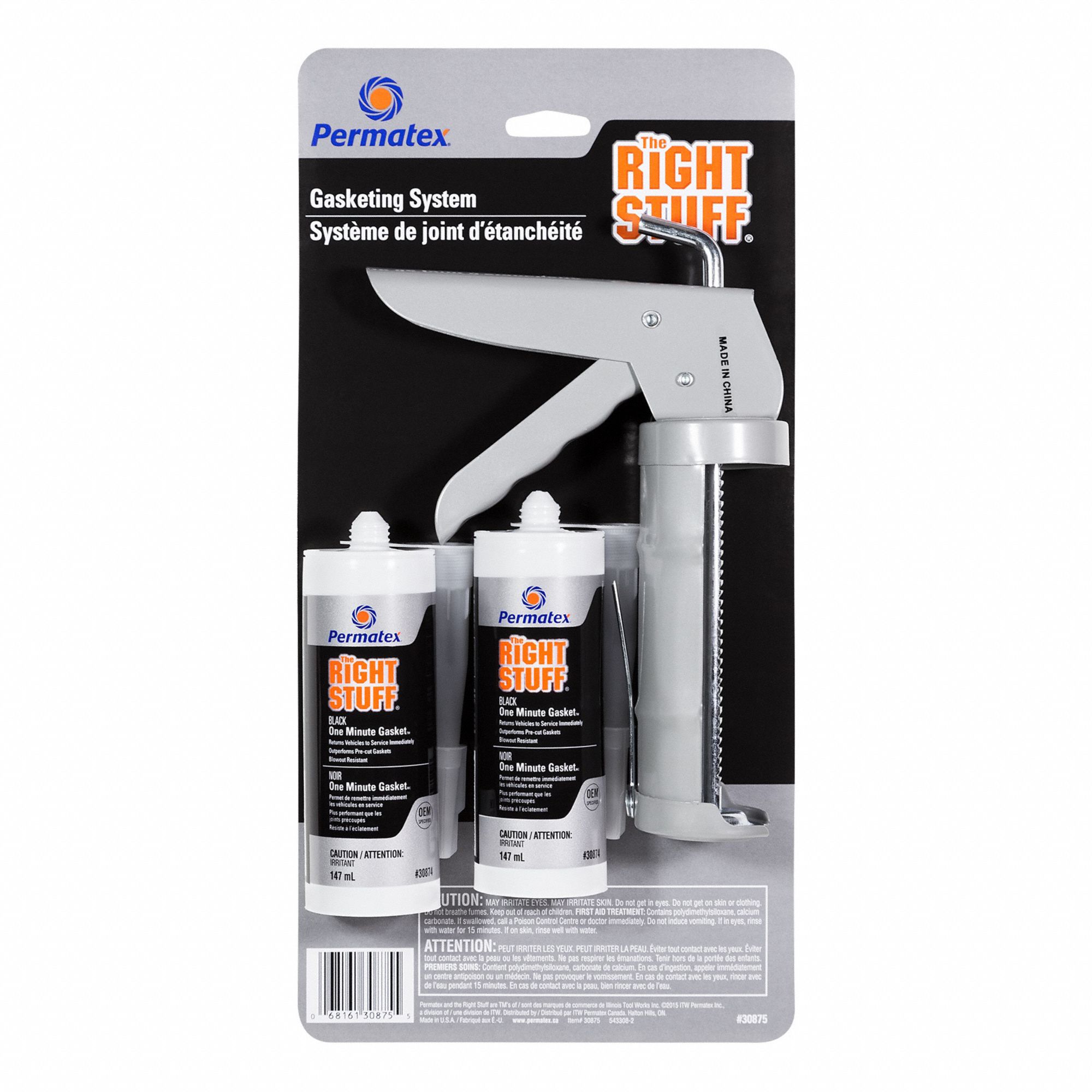 GASKET MAKER KIT, W/CAULKING GUN, RTV, THIXOTROPIC PASTE, CURE 24 HR, BLK, 2 X 147 ML, ELASTOMERIC