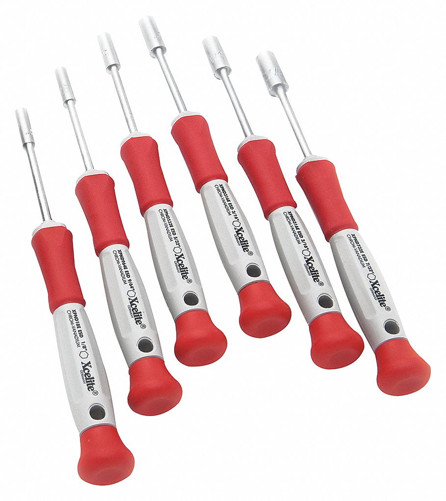 6-PIECE NUTDRIVER SET W CASE, PRECISION, 7/64