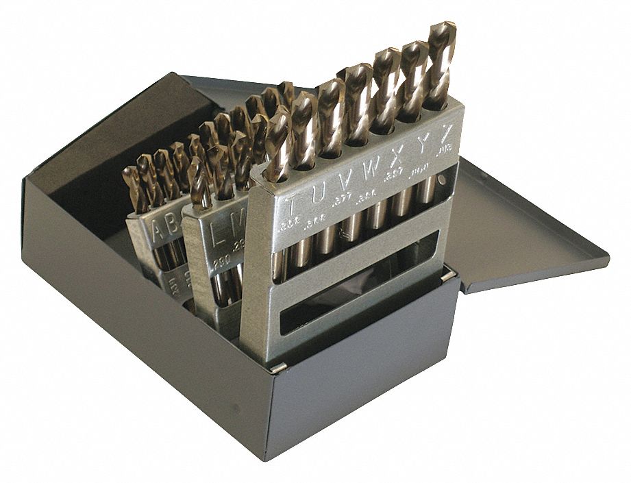 SCREW MACHINE DRILL BIT SET, A SMALLEST DRILL BIT, Z LARGEST DRILL BIT SIZE, COBALT