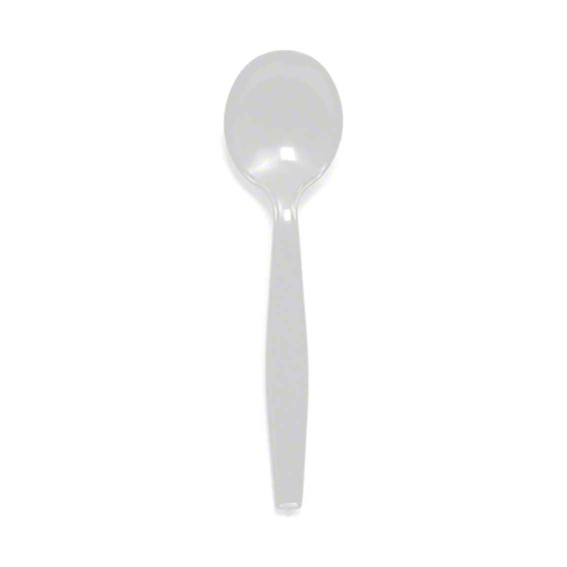 Disposable Soup Spoon: White, Heavy-Wt, Plastic, Unwrapped, 1, 000 PK