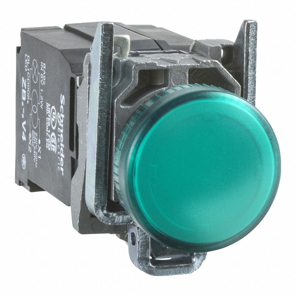 Pilot Light: 22 mm Panel Mounting Size, Green, Incandescent, XB4 Series
