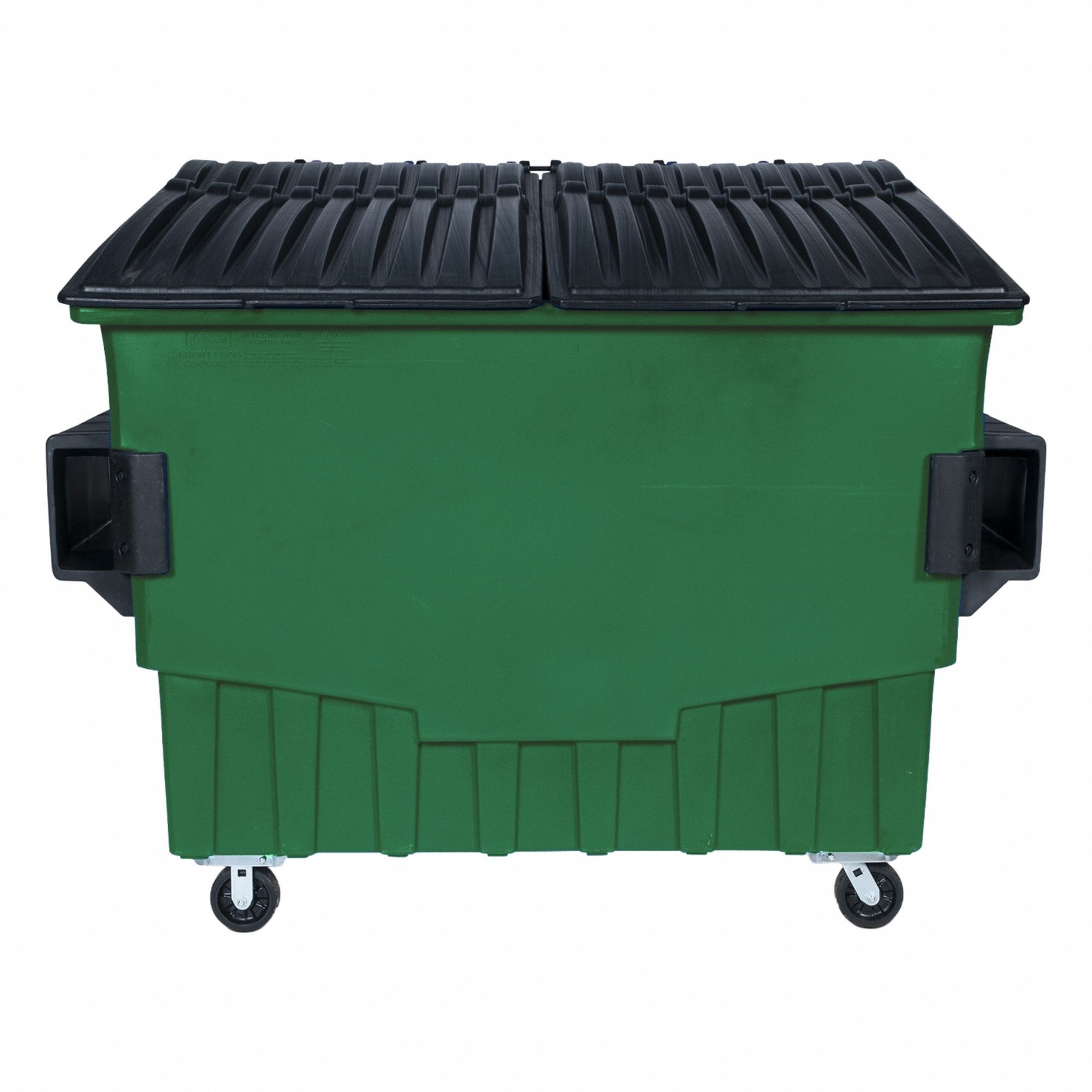 Dumpster: 2, 000 lb Container Capacity, 67 3/8 in Overall Ht, 60 1/2 in Overall Wd, Green