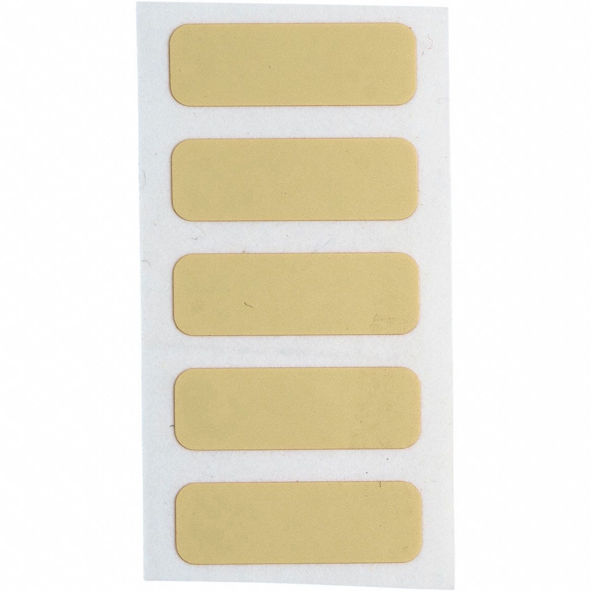 Pre-Cut Label Stock Roll: 1/4 in x 3/4 in, 61/64 in x 1/4 in, Polyimide, Permanent Adhesive