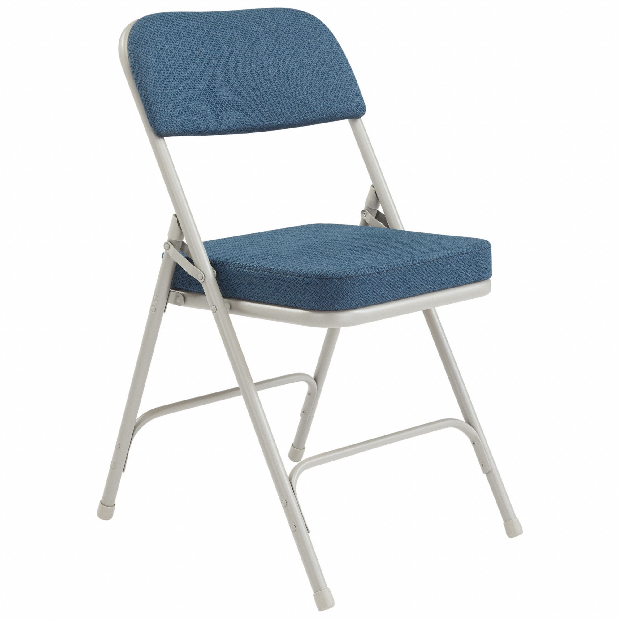 Folding Chair: Fabric Seat, Vinyl Upholstery, Steel Frame, Blue Seat