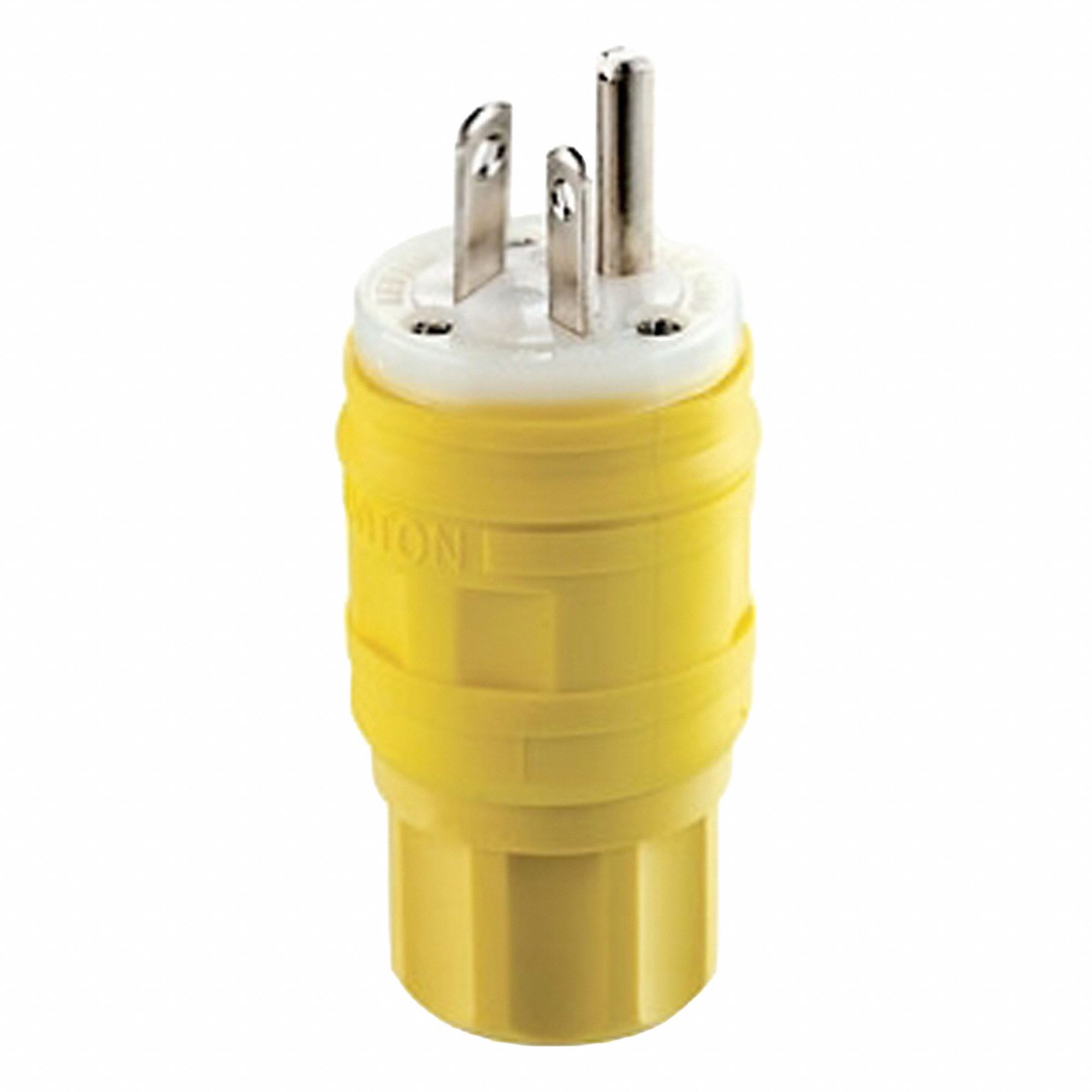 Straight Blade Plug: 24-15P, 15 A, 347V AC, Yellow, 2 Poles, Screw Terminals