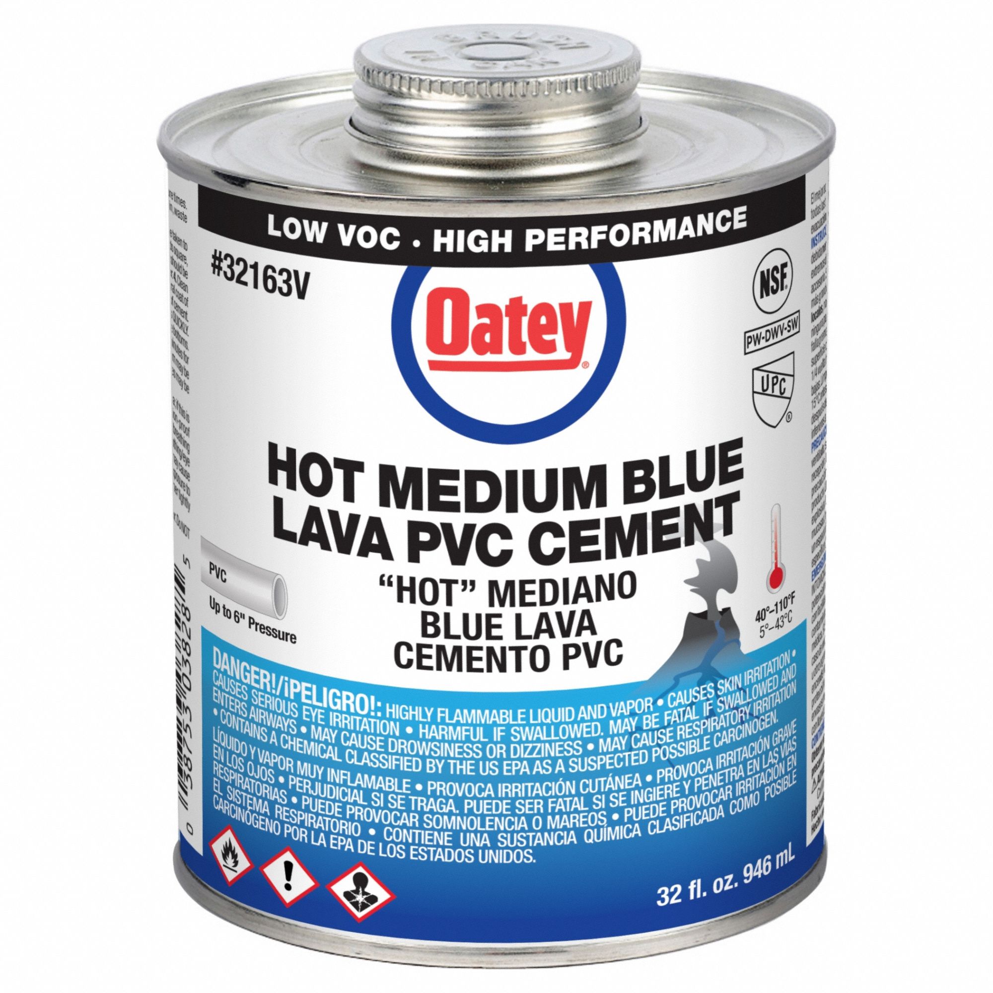 Cement: Lava Hot Medium, 32 fl oz, Brush-Top Can, Blue