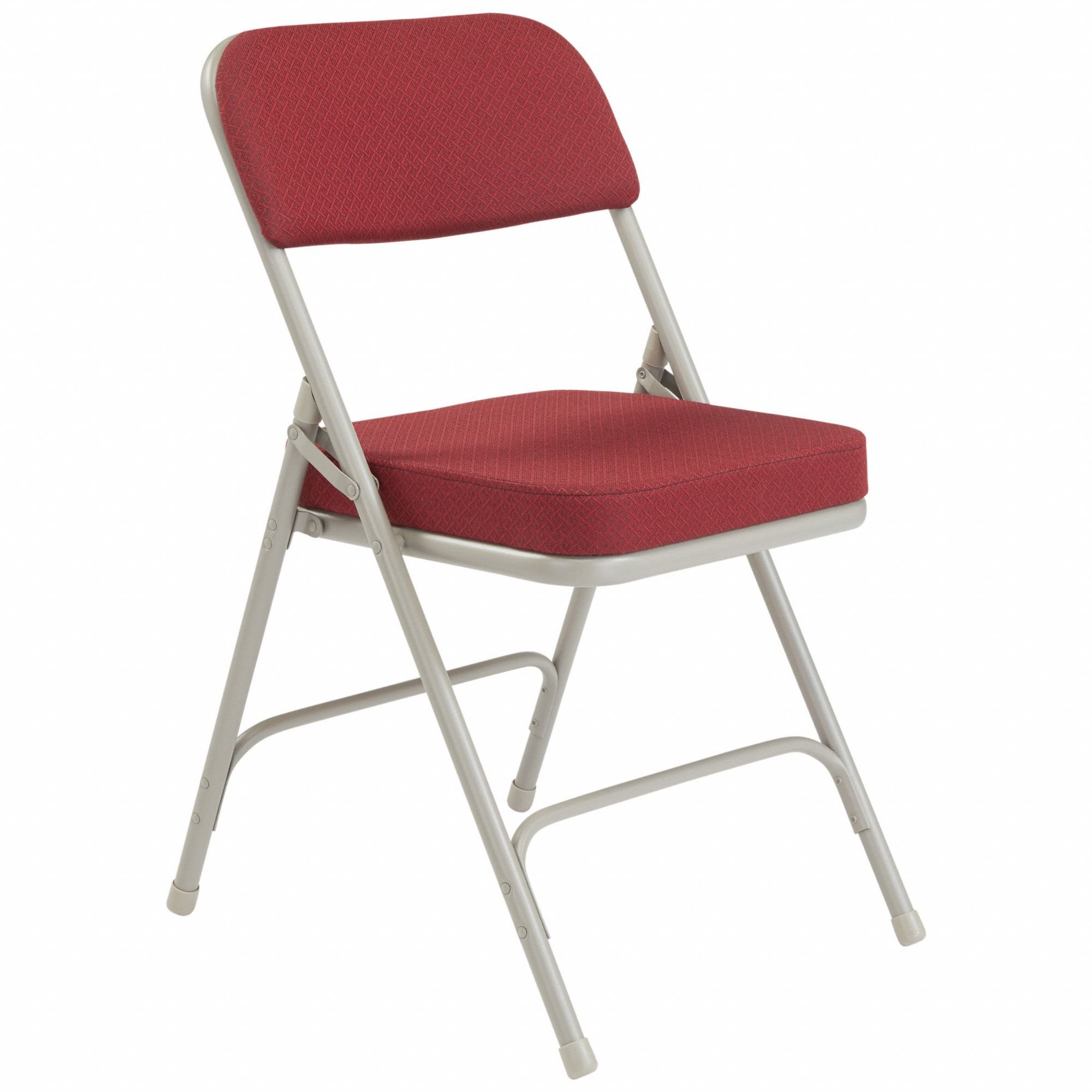 Folding Chair: Fabric Seat, Vinyl Upholstery, Steel Frame, Burgundy Seat