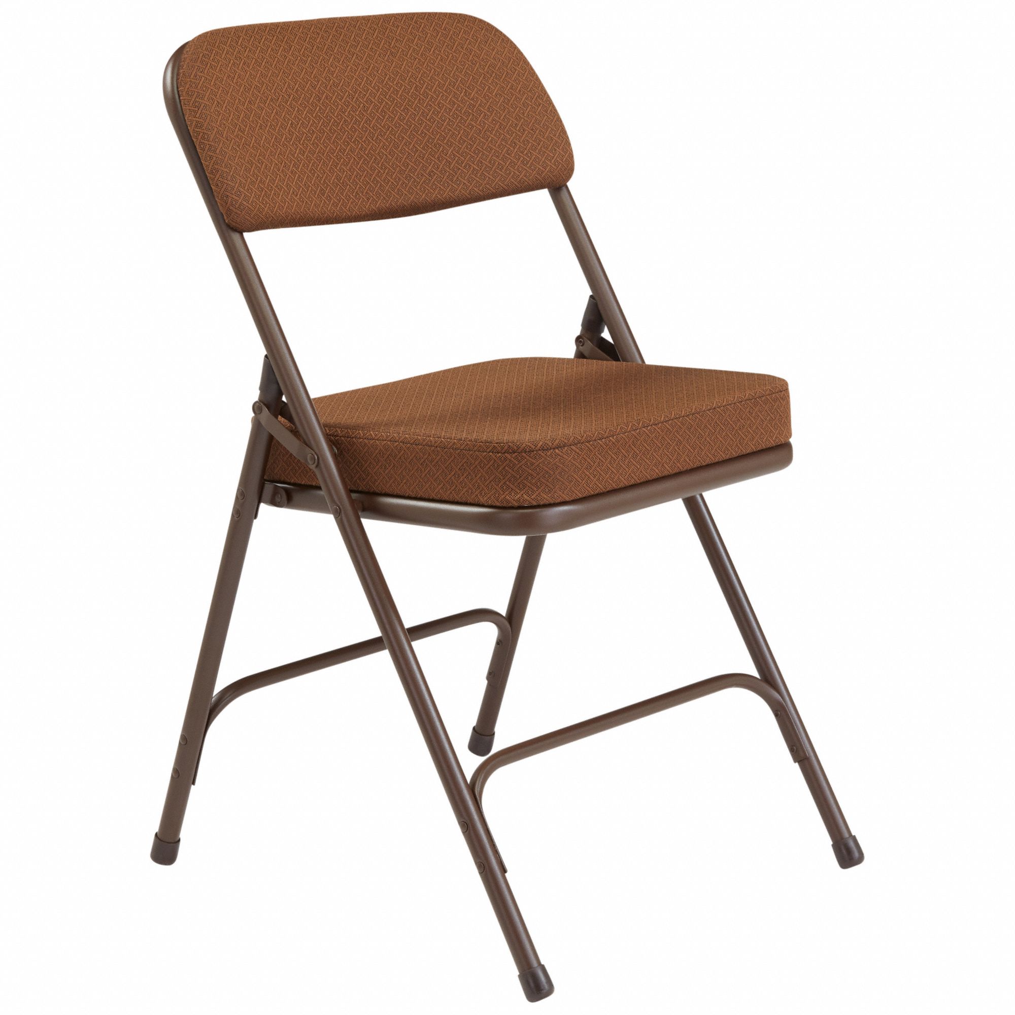 Folding Chair: Fabric Seat, Vinyl Upholstery, Steel Frame, Brown Seat