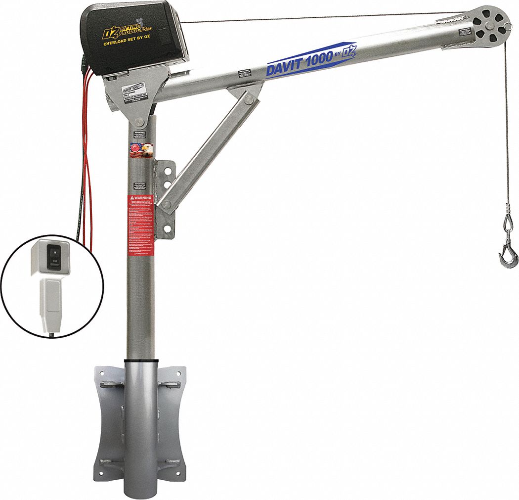 OZ LIFTING PRODUCTS Davit Crane Kit, 1,000 lb, Reach 27.5 in to 42 in