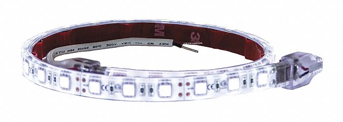 STRIP LIGHTING, INTERIOR, LED27, 12V DC, 360LM, BLUNT-CUT, RECTANGLE, CLEAR, 18 X 1/2 X 1/2 IN, PVC