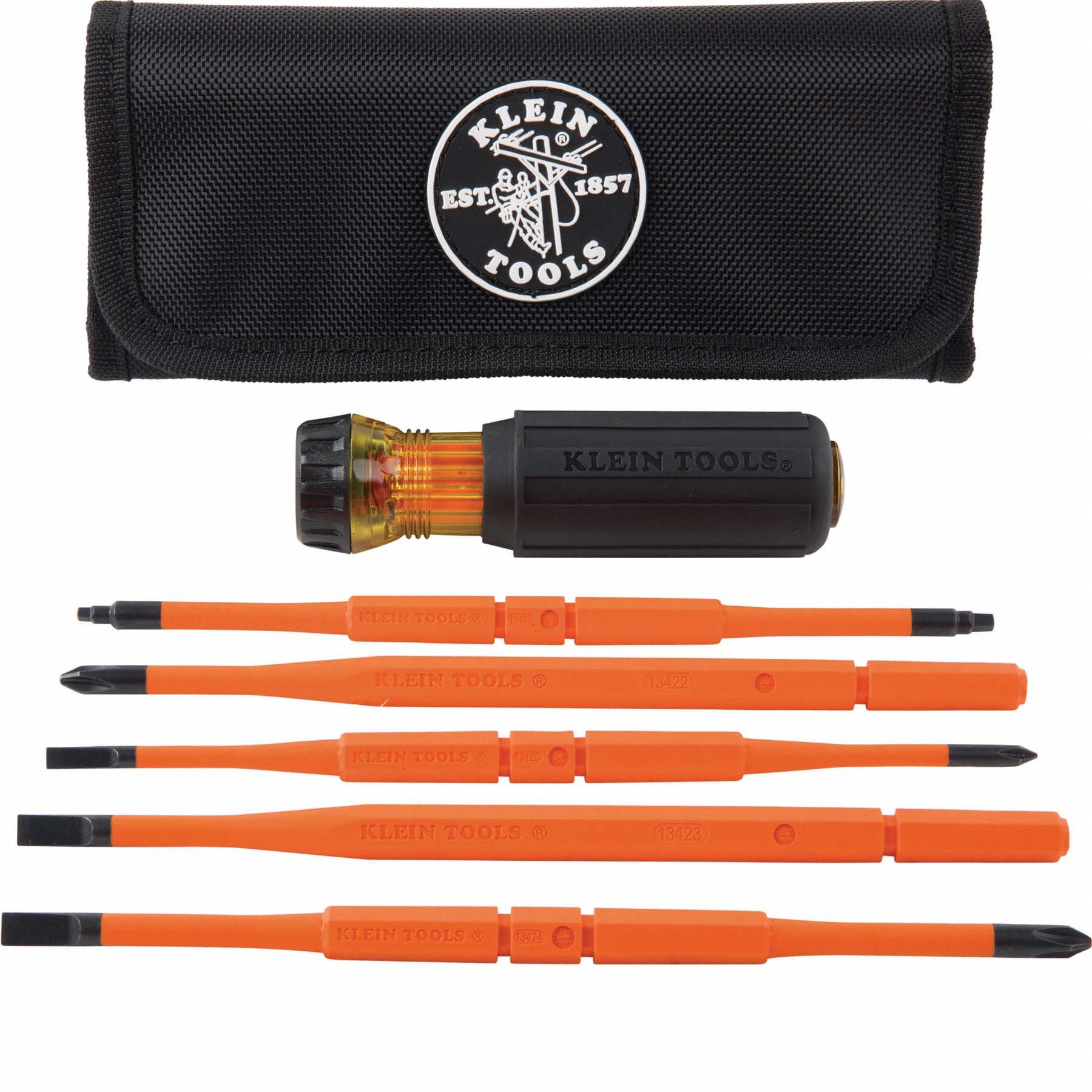 INSULATED INTERCHANGEABLE SCREWDR, 8-IN-1, PHILLIPS/SLOTTED/SQUARE TIP, 8 TIPS, 32288