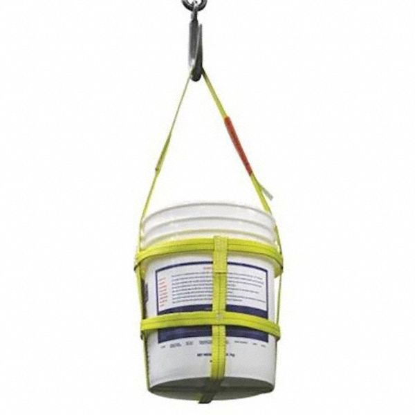 BUCKET SLING, FOR 5 GAL BUCKET, LD CAP 200 LBS, YELLOW, 28 X 1 IN, POLYESTER