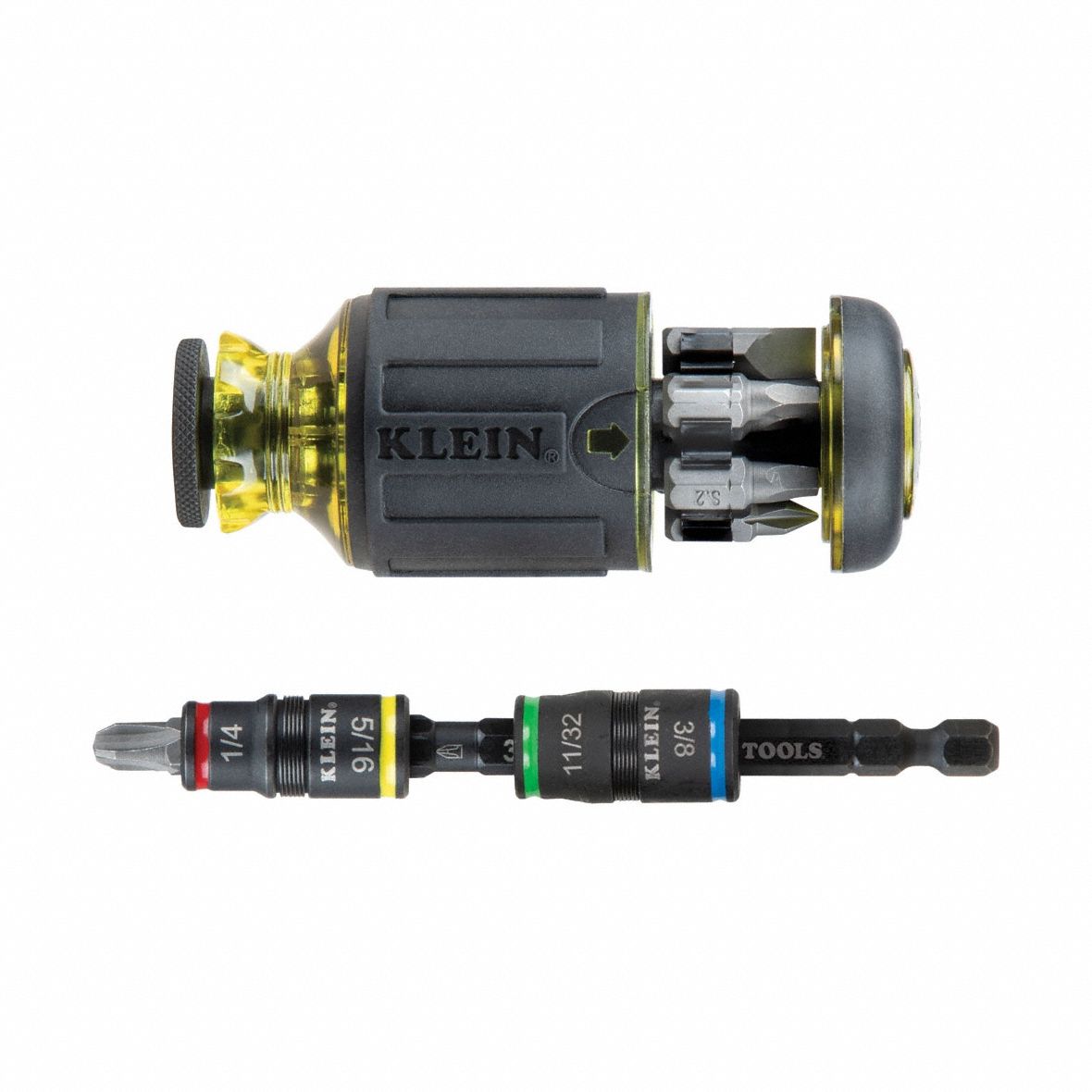 KLEIN TOOLS: Nut Driver/Phillips/Slotted/Square Tip, 7 in Overall Lg, Ball Bearing, 32308HD, Std Lg