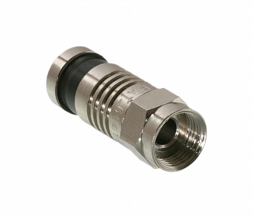 Coaxial Connector: F-Type Male, RG-6 Dual/Tri/Quad Shielded Cable, Silver, 10 PK