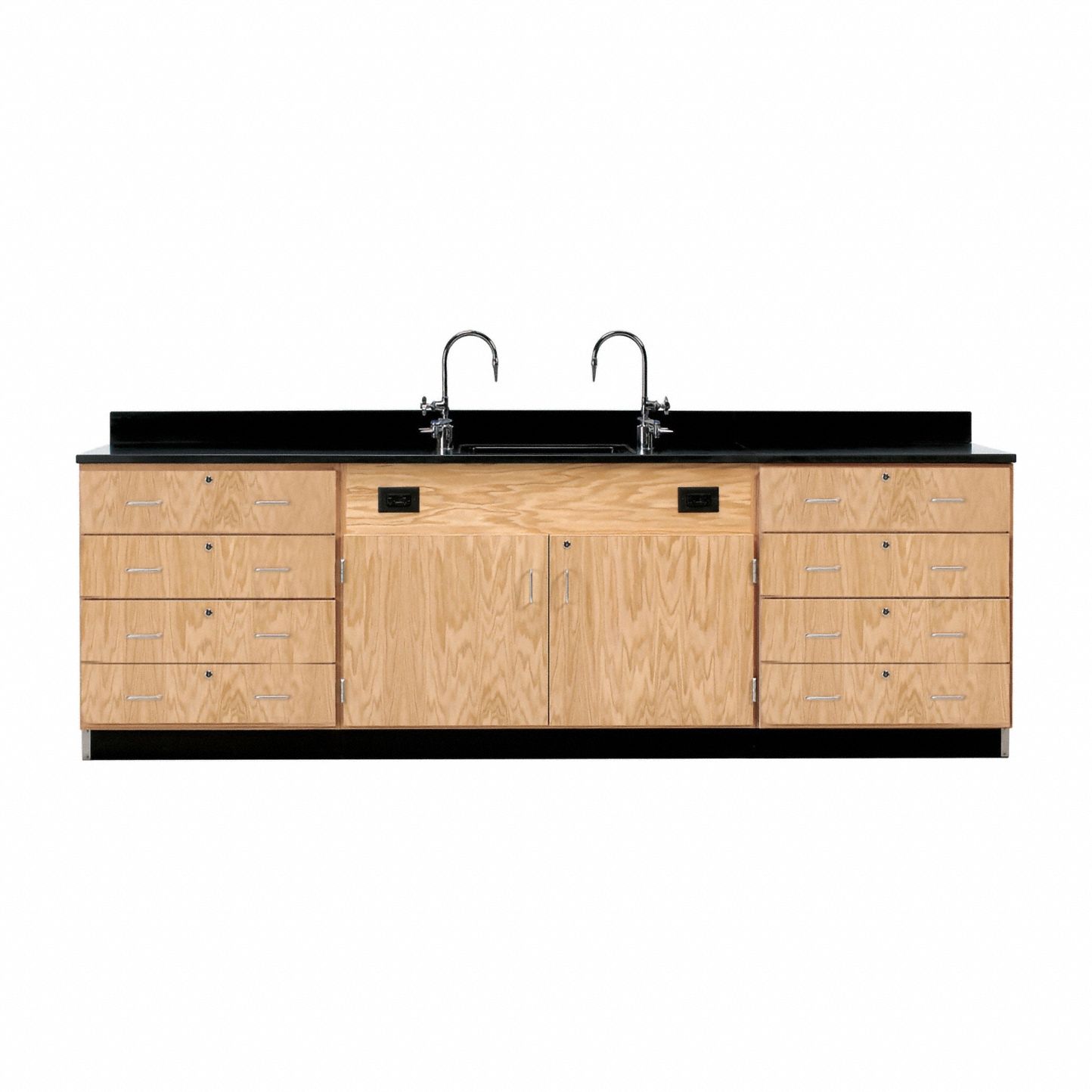 Wall Service Bench, Red, 9 ft. Overall L.