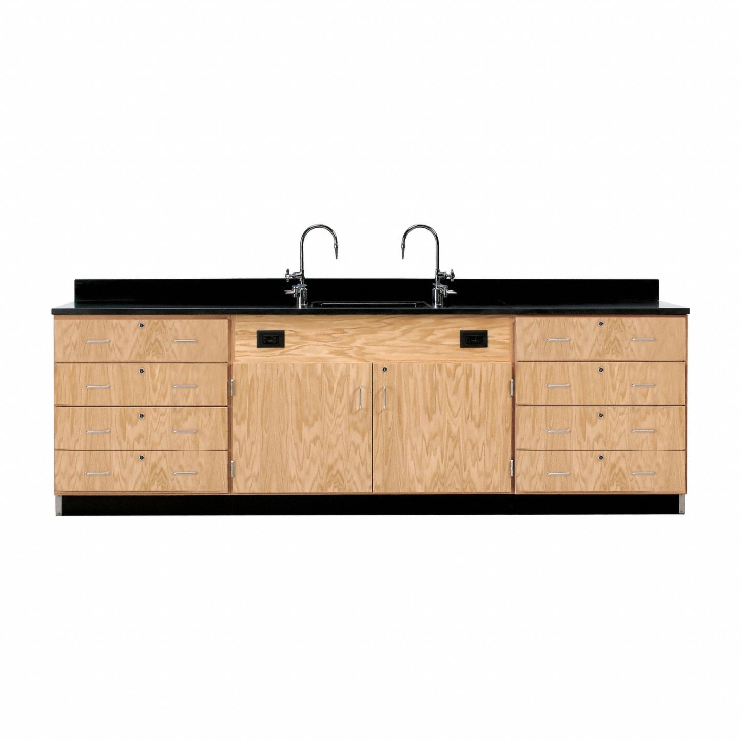 Wall Service Bench, Red, 9 ft. Overall L.