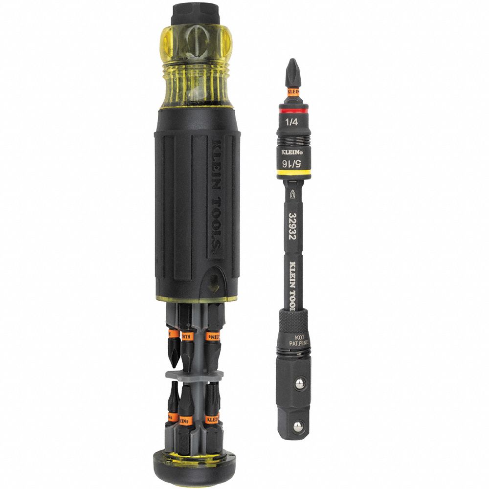 KLEIN TOOLS: Nut Driver/Phillips/Slotted/Square Tip, 8 in Overall Lg, Ball Bearing, 32516HD, KNECT™