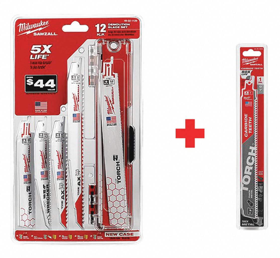 Reciprocating Saw Blade Set, 1" H