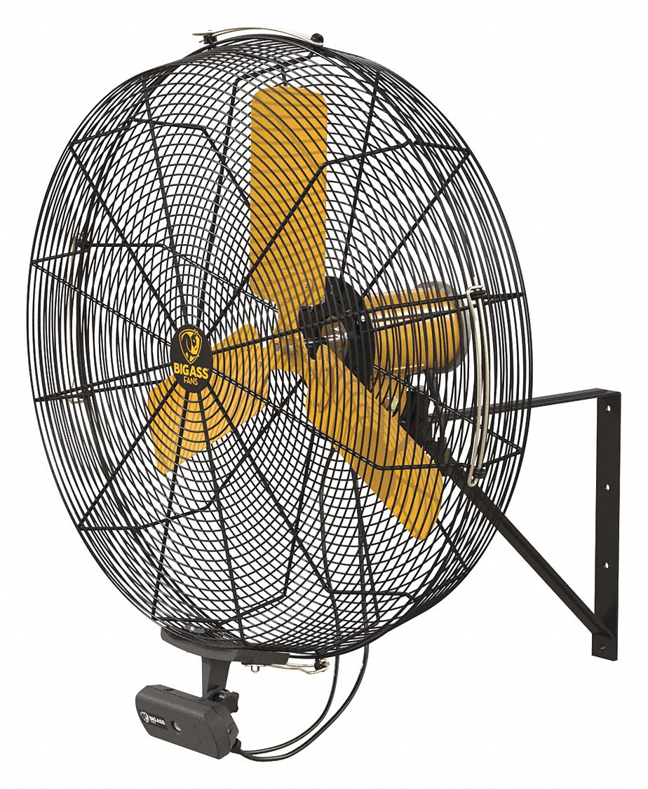 Standard-Duty Industrial Fan: 30 in Blade Dia, 120V AC, 1/3 hp Motor HP, Wall Mount