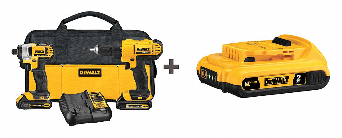 Cordless Combination Kit, 2 Tools, 20V DC