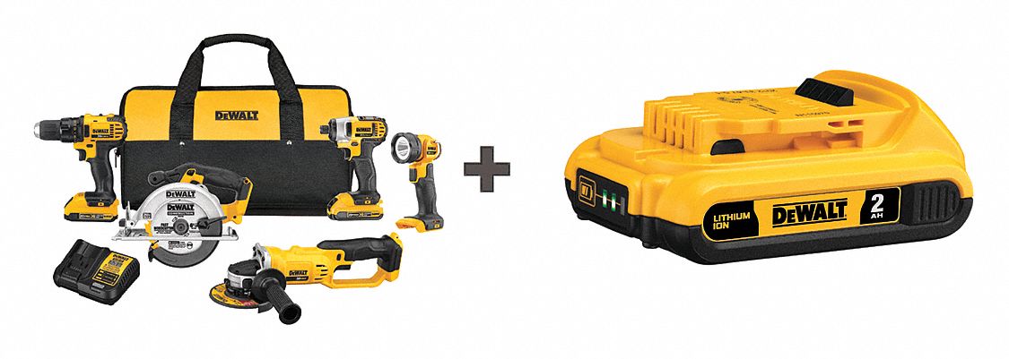 Dewalt V Volt Tools Cordless Combination Kit Zl Dck D Dcb Grainger