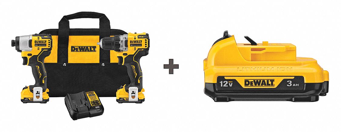 DEWALT, 12 V Volt, 2 Tools, Cordless Combination Kit - 326ZM3|DCK221F2 ...