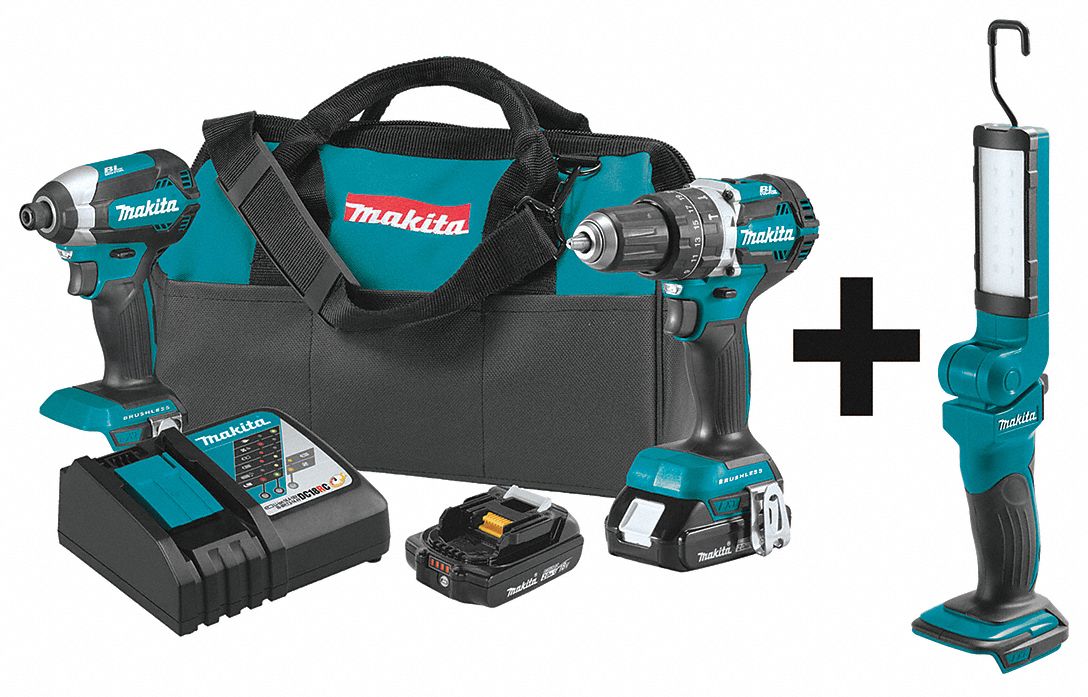 Makita 18 V Volt 3 Tools Cordless Combination Kit 327en0 Xt269r Dml801 Grainger